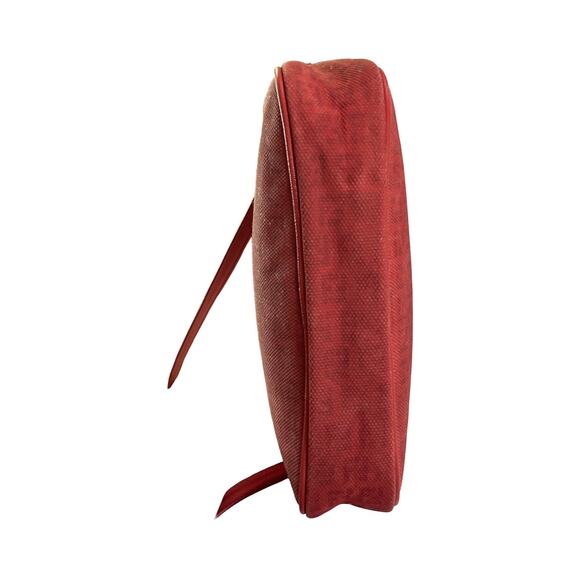 Vintage Fendi Red FF Canvas Crossbody Bag Leather Trim Authentic Made In Italy - Picture 8 of 14